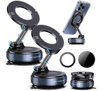 2026 New Nixevo Magvac 360 Dual Lock Phone Holder Nxv06【Upgraded Strongest Suction Cup】 Vacuum Adsorption Magnetic Bracket, 360° Adjustable Vacuum Magnetic Phone Holder Mount for Your Car (2-Black)