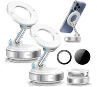 2026 New Nixevo Magvac 360 Dual Lock Phone Holder Nxv06【Upgraded Strongest Suction Cup】 Vacuum Adsorption Magnetic Bracket, 360° Adjustable Vacuum Magnetic Phone Holder Mount for Your Car (2-White)