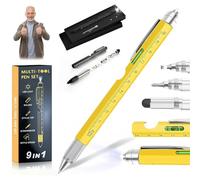 2026 New One Pen Nine Functions - Christmas Gifts for Him, Portable 9 in 1 Multi Tool Pen, for Writing, Measuring, Repairing, Lighting, Opening Bottles, Etc.(Yellow)