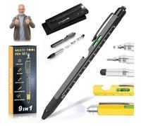 2026 New One Pen Nine Functions - Christmas Gifts for Him, Portable 9 in 1 Multi Tool Pen, for Writing, Measuring, Repairing, Lighting, Opening Bottles, Etc.(Black)