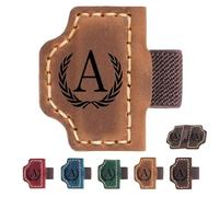 2026 New Personalized Magnetic Leather Pen Holder Bookmarks - 26 Letters Custom Bookmarks with Name Initial Engraved for Readers, Book Lovers (Light Brown,W)