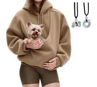 2026 New Pet Sling Hoodie, Pet Care Hoodie with Carrier Warm Soft Fleece Pocket for Autumn & Winter Unisex (Kahki)