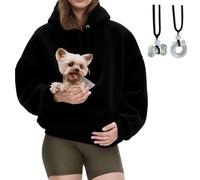 2026 New Pet Sling Hoodie, Pet Care Hoodie with Carrier Warm Soft Fleece Pocket for Autumn & Winter Unisex (Black)