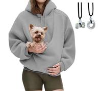 2026 New Pet Sling Hoodie, Pet Care Hoodie with Carrier Warm Soft Fleece Pocket for Autumn & Winter Unisex (Grey)