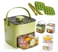2026 New Portable Ice Cube Maker With Lid And Storage Box 48 Ice Cube Maker, Ice Cube Tray With Hidden Handle, Ice Cube Removal At The Press Of A Button (Vert, 2e étage)