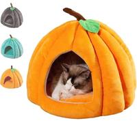 2026 New Pumpkin Cat Bed, Halloween Pumpkin Cat Bed, Cute Pumpkin Shape Cat Cave Bed for Indoor Cats, Small Dogs(Orange,M(18x18x16 in))