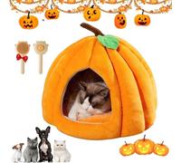 2026 New Pumpkin Cat Bed,Halloween Pumpkin Cat Bed,Pumpkin Pet Cave,with Removable Cushion,Warm Cave Nest Sleeping House for Cats Small Dogs (Orange,M)