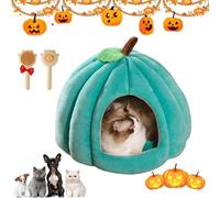 2026 New Pumpkin Cat Bed,Halloween Pumpkin Cat Bed,Pumpkin Pet Cave,with Removable Cushion,Warm Cave Nest Sleeping House for Cats Small Dogs (Blue,S)