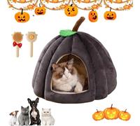 2026 New Pumpkin Cat Bed,Halloween Pumpkin Cat Bed,Pumpkin Pet Cave,with Removable Cushion,Warm Cave Nest Sleeping House for Cats Small Dogs (Dark Gray,L)