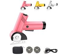 2026 New Rechargeable High-Speed Cardboard Cutter, Rechargeable High-Speed Cardboard Cutter, Rotary Cutting for Plastic, Carpet, Leather (Pink 2-Blade Cloth Bag)