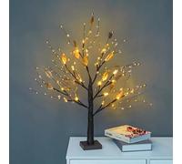 2026 New Red Berry Blossom Tree with Lights, 24 LED Artificial Bonsai Lamp with Berries, Battery Powered Tabletop Centerpiece for Christmas, Home, Living Room, Bedroom Decor (Gold)