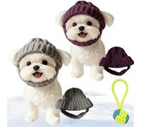 2026 New Red Wool Knit Dog Beanie with Ear Flaps - Warm Winter Hat, Noise-Reducing Cozy Pet Cap, Toasty Ear Flap Warmth Indoor/Outdoor Cold-Weather Wear, Washable for Dogs & Cats (2PCS-C)