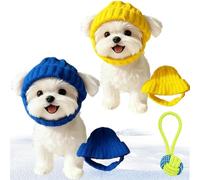 2026 New Red Wool Knit Dog Beanie with Ear Flaps - Warm Winter Hat, Noise-Reducing Cozy Pet Cap, Toasty Ear Flap Warmth Indoor/Outdoor Cold-Weather Wear, Washable for Dogs & Cats (2PCS-B)