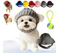 2026 New Red Wool Knit Dog Beanie with Ear Flaps - Warm Winter Hat, Noise-Reducing Cozy Pet Cap, Toasty Ear Flap Warmth Indoor/Outdoor Cold-Weather Wear, Washable for Dogs & Cats (Gray)