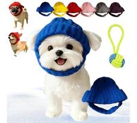 2026 New Red Wool Knit Dog Beanie with Ear Flaps - Warm Winter Hat, Noise-Reducing Cozy Pet Cap, Toasty Ear Flap Warmth Indoor/Outdoor Cold-Weather Wear, Washable for Dogs & Cats (Blue)