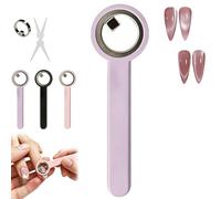 2026 New Ring-Shaped Cat Eye Magnet For Nails, 2-in-1 Circle & Y Shape Nail Magnet Tool, Strong Rotating Hollow Cat Eye, Wide Beam French Heart Effect, Portable with Handle for Beginners (Purple)