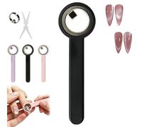 2026 New Ring-Shaped Cat Eye Magnet For Nails, 2-in-1 Circle & Y Shape Nail Magnet Tool, Strong Rotating Hollow Cat Eye, Wide Beam French Heart Effect, Portable with Handle for Beginners (Black)