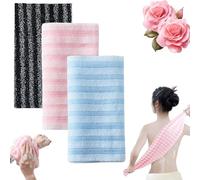 2026 New Serviette De Douche Exfoliante,Exfoliating Shower Towel For Men And Women Long Washcloth Back Body Scrubber For Smooth Skin,Travel Friendly,Quick Drying Durable And Gentle (3PCS-B)