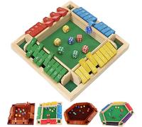 2026 New Shut The Box Game, Four-Sided Six-Sided Flip Card Game Toys with 8 or 12 Dices, 4 or 6 Sided Family Math Games for 2-6 Players, Math Games for Home Party Entertainment (4 Side-Color)