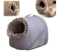 2026 New Soft Plush Cozy Indoor Nest for Cats and Small Dogs,Winter Warm Pet Cave Bed, Removable Cushion Warming Pets Cozy Enclosed Cat House, Kitten House with Anti Slip Bottom (Brown,L)