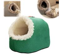 2026 New Soft Plush Cozy Indoor Nest for Cats and Small Dogs,Winter Warm Pet Cave Bed, Removable Cushion Warming Pets Cozy Enclosed Cat House, Kitten House with Anti Slip Bottom (Green,L)