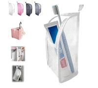 2026 New Standing Toiletry Bag, Hanging Portable Lightweight Travel Makeup Bag, EVA Mesh Waterproof Large Capacity Cosmetic Storage Bags with Toothbrush Holder for Toothbrush, Toothpaste (White)
