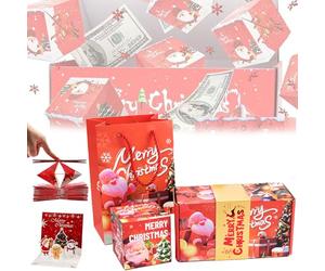 2026 New Surprise Gift Box Explosion,Folding Bouncing Red Envelope Gift with Pop-Up Cash Boxes,Creative Explosion Money Box with Confetti for Christmas Birthday Valentine (Red-A,6 Boxes)