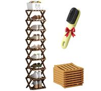 2026 New The 9-Tier No-Assembly Bamboo Rack, Foldable Space-Saving Organizer for Shoes, No Assembly Narrow Shoe Shelf for Entryway Closet Dorm, Space-Saving Multifunction (9 Layers of Brown)