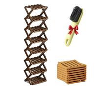 2026 New The 9-Tier No-Assembly Bamboo Rack, Foldable Space-Saving Organizer for Shoes, No Assembly Narrow Shoe Shelf for Entryway Closet Dorm, Space-Saving Multifunction (8 Layers of Brown)