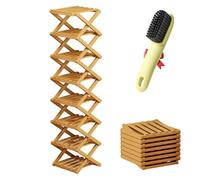 2026 New The 9-Tier No-Assembly Bamboo Rack, Foldable Space-Saving Organizer for Shoes, No Assembly Narrow Shoe Shelf for Entryway Closet Dorm, Space-Saving Multifunction (8 Layers of Primary Colors)