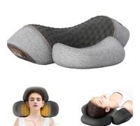 2026 New Therapillows Traction Massager, 3-in-1 Neck Massager Pillow, Heating, Massage, Traction, Memory Foam Support, for Neck Back Shoulder (Light gray)