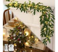 2026 New Twinkling Tree Fairy Light Olive Vine, 6ft Twinkling Tree Olive Vine, Christmas Table Decoration, for Bedroom, Living, Wedding, Indoor Outdoor Home Decor (Style A:(Eucalyptus Leaf Cane Lamp))