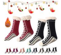 2026 New Upgraded version Ultra-Thick Cashmere Slipper Home Socks,Christmas Socks,Non Slip Comfy Warm (2pcs-d)