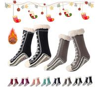 2026 New Upgraded version Ultra-Thick Cashmere Slipper Home Socks,Christmas Socks,Non Slip Comfy Warm (2pcs-f)