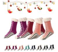 2026 New Upgraded version Ultra-Thick Cashmere Slipper Home Socks,Christmas Socks,Non Slip Comfy Warm (3pcs-c)