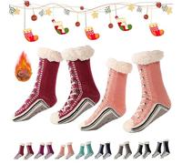 2026 New Upgraded version Ultra-Thick Cashmere Slipper Home Socks,Christmas Socks,Non Slip Comfy Warm (2pcs-e)