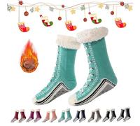 2026 New Upgraded version Ultra-Thick Cashmere Slipper Home Socks,Christmas Socks,Non Slip Comfy Warm (Lake Blue)