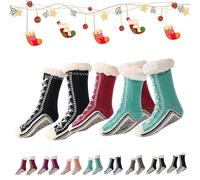 2026 New Upgraded version Ultra-Thick Cashmere Slipper Home Socks,Christmas Socks,Non Slip Comfy Warm (3pcs-b)