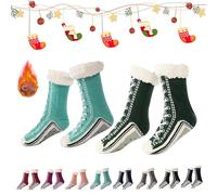2026 New Upgraded version Ultra-Thick Cashmere Slipper Home Socks,Christmas Socks,Non Slip Comfy Warm (2pcs-a)