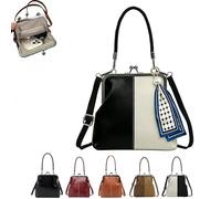 2026 New Vintage British Style Handbag, Retro Style Crossbody Bag, Women's Mini Kiss Lock Crossbody Bag for Women Girls (Black White)