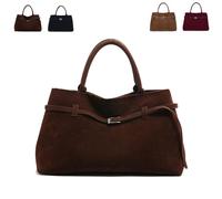 2026 New Vintage Faux Suede Bag Handbag, Suede Tote Bag for Women, Women's Large Brown Suede Top-Handle Work Handbag (Coffee)