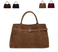 2026 New Vintage Faux Suede Bag Handbag, Suede Tote Bag for Women, Women's Large Brown Suede Top-Handle Work Handbag (Brown)