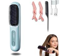2026 New Wireless Ceramic Heating Hair Straightening Comb, Go Brush Pro Styling Brush for Short Hair with LCD Temperature Display, Brosse Lissante Chauffante Cheveux Court for All Types (E)
