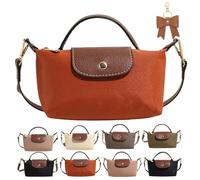 2026 New Women's Fashion Color block Mini Crossbody Bag, Mini Square Shoulder Purses with Adjustable Strap, Solid Color Nylon Versatile Handbag for Women (Orange)