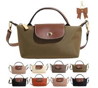 2026 New Women's Fashion Color block Mini Crossbody Bag, Mini Square Shoulder Purses with Adjustable Strap, Solid Color Nylon Versatile Handbag for Women (Dark Green)