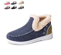 2026 New Women's Winter Plush Lined Flat Shoes Comfy Orthopedic Arch Support Outdoor Walking Shoes Non-Slip Ankle Snow Boots (Blue,38)