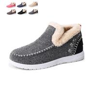 2026 New Women's Winter Plush Lined Flat Shoes Comfy Orthopedic Arch Support Outdoor Walking Shoes Non-Slip Ankle Snow Boots (Gray,45)