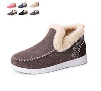 2026 New Women's Winter Plush Lined Flat Shoes Comfy Orthopedic Arch Support Outdoor Walking Shoes Non-Slip Ankle Snow Boots (Coffee,40)