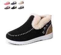 2026 New Women's Winter Plush Lined Flat Shoes Comfy Orthopedic Arch Support Outdoor Walking Shoes Non-Slip Ankle Snow Boots (Black,39)