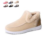 2026 New Women's Winter Plush Lined Flat Shoes Comfy Orthopedic Arch Support Outdoor Walking Shoes Non-Slip Ankle Snow Boots (Beige,45)